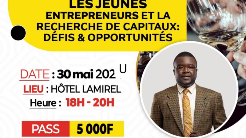Un AFTER WORK sur le thème “Les jeunes entrepreneurs et la recherche des capitaux : défis et opportunités” se tiendra à Sokodé, dans la région centrale du Togo, le jeudi 30 mai 2024. L’événement se déroulera dans le cadre somptueux de l’Hôtel Lamirel.