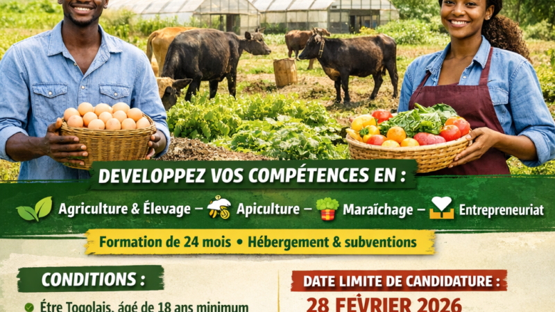 URBIS FOUNDATION-TOGO recrute 10 jeunes pour une formation gratuite en agro-entrepreneuriat (2026-2028)