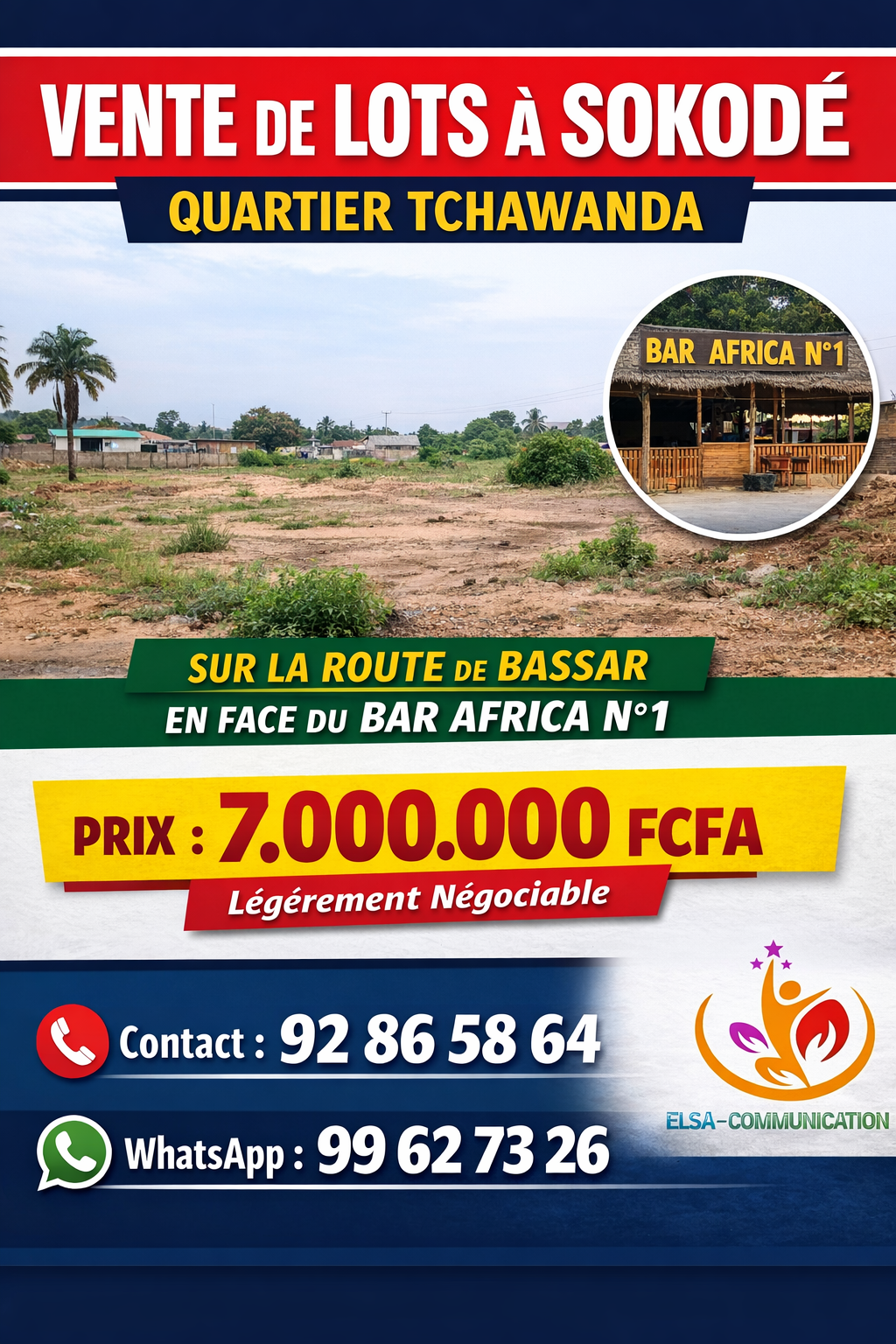 VENTE DE LOTS À SOKODÉ – QUARTIER TCHAWANDA