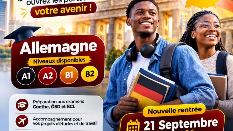 KURSRAUM LANCE SES FORMATIONS D’ALLEMAND À SOKODÉ À PARTIR DU 21 SEPTEMBRE 2026.