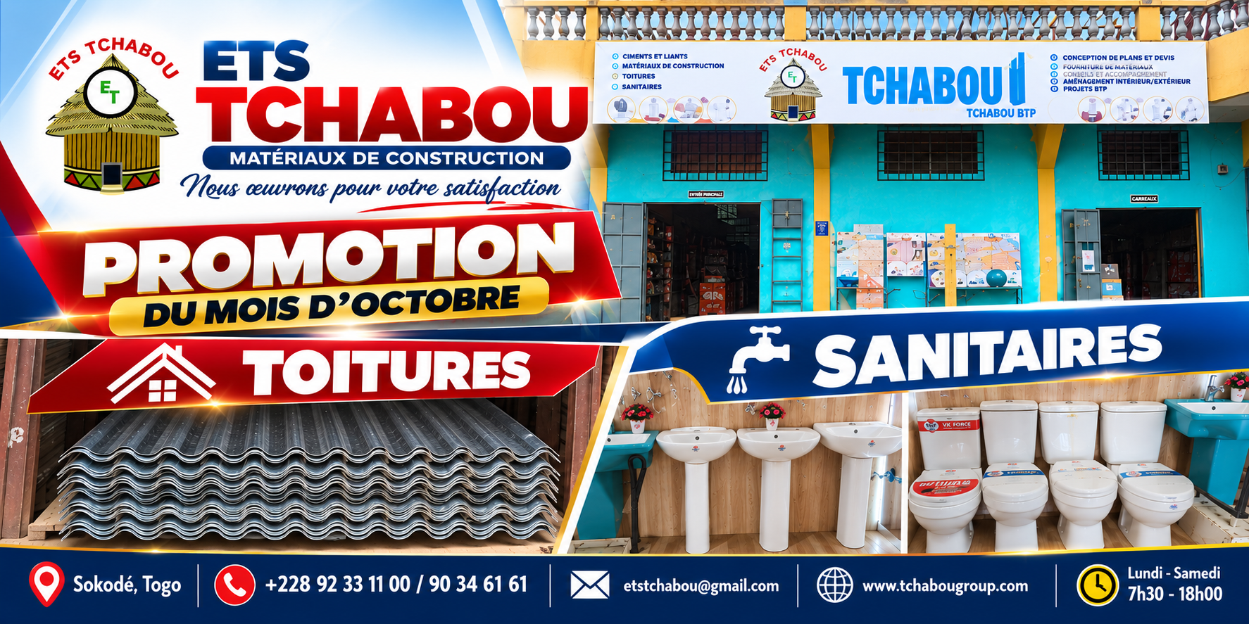 ETS TCHABOU : TOITURES ET SANITAIRES À L’HONNEUR POUR LA PROMOTION DU MOIS D’OCTOBRE